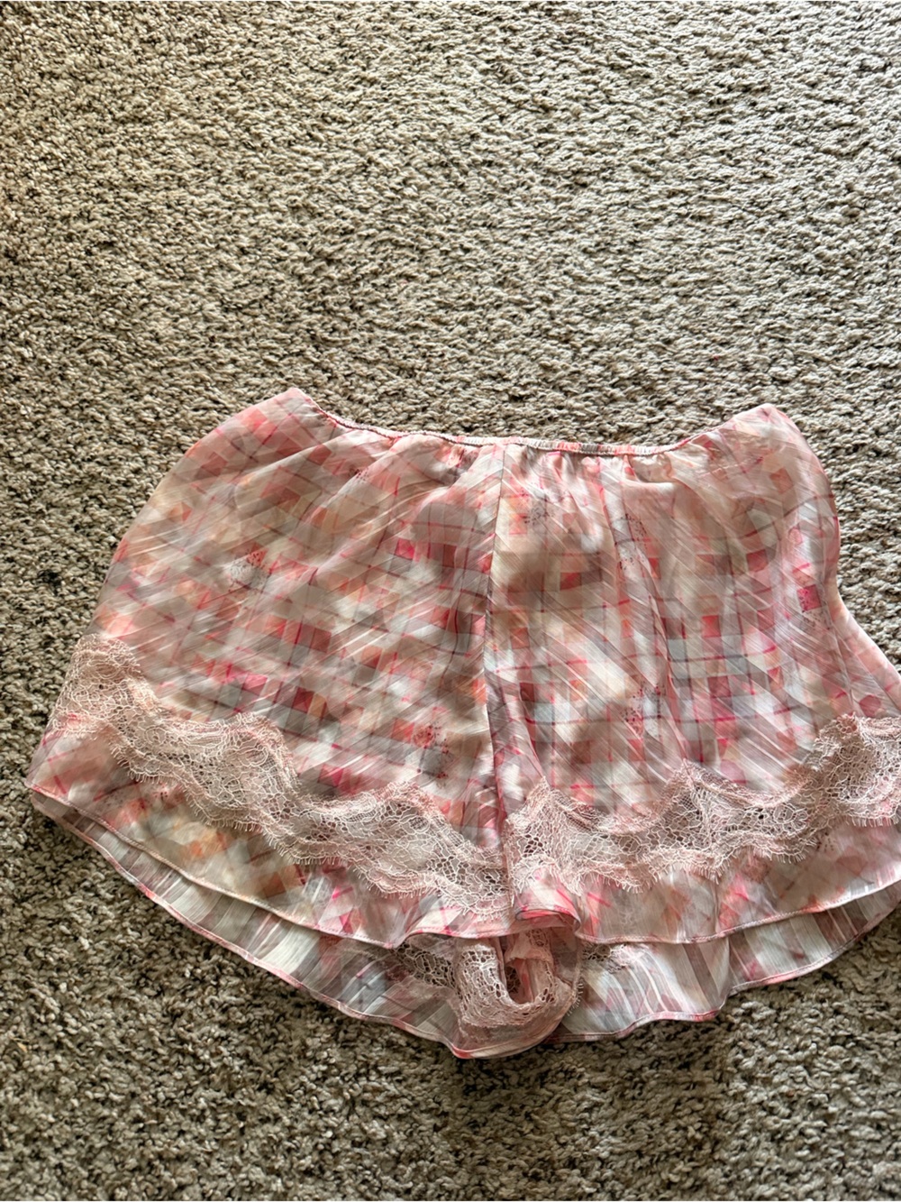 Victoria's Secret Pink Sheer Plaid Lace-Trim shorts